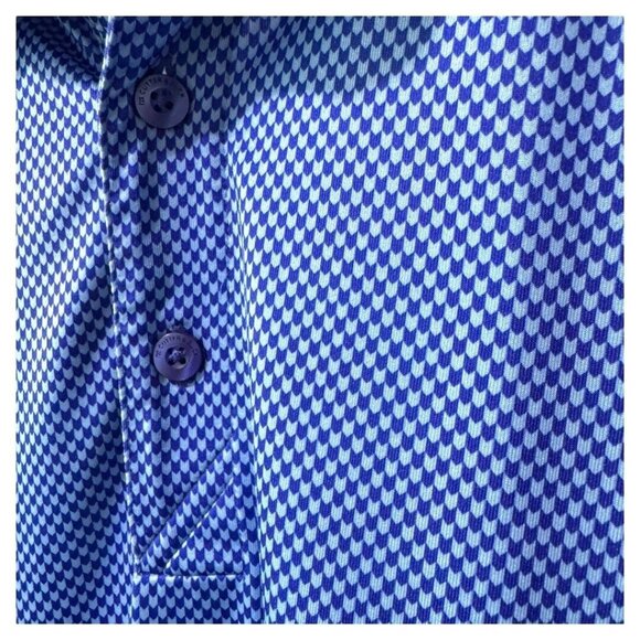 Cutter And Buck Mens 3XB Blue abstract Short Sleeve Golf Polo Shirt - Picture 2 of 4